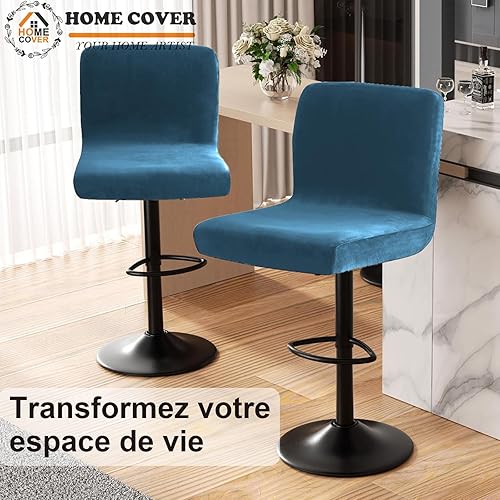 HOMECOVER Housses De Chaise De Bar avec Dossier, Élastique Velours Tissu Housses De Tabouret De Pub Amovible Courte Arrière Pivotant Couverture De Chaise-Kaki-2 Pièces - Nail Gallerys