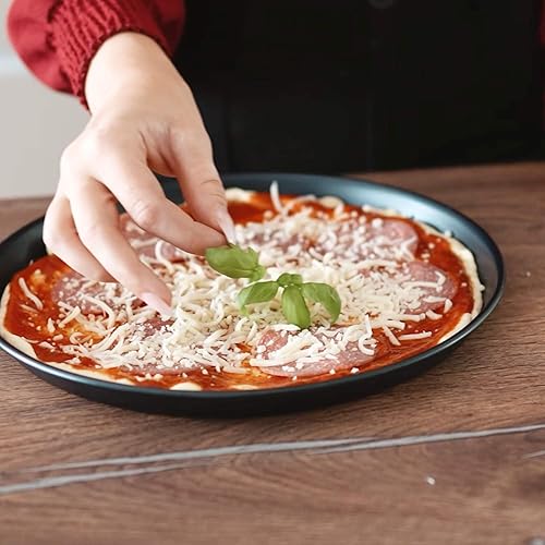 GRÄWE Lot de 6 plaques de cuisson à pizza rondes en tôle bleue - Résistantes à la chaleur jusqu'à 400 °C - Non revêtues - Fabriquées en Allemagne - Nail Gallerys