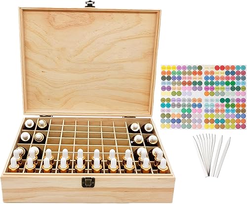 RoseFlower Boîte Huile Essentielle Aromathérapie Boîte de Stockage, 68 Trous imperméable Aromathérapie Boîte de Rangement en Bois - Organisateur Voyage Étui de Transport pour Voyage et Présentation - Nail Gallerys