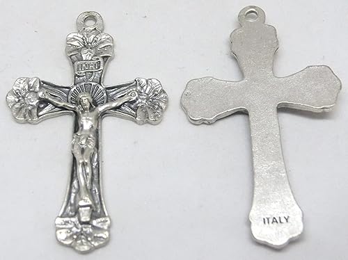 GTBITALY LR28A Croix avec Christ Jésus inri pour chapelet en argent galvanisé pour 10 pièces, mesure 4 cm - Nail Gallerys