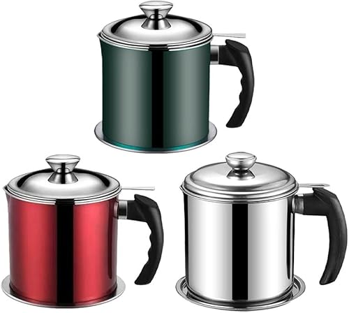 Récipient à graisse sûr et efficace pour , pot à huile en acier inoxydable avec couvercle et filtre, 1 3 l (rouge) - Nail Gallerys