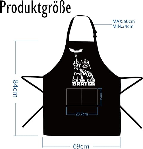 Sugeru® Tablier de cuisine, motif Star Wars, avec 2 poches, pour homme et femme, imperméable, pour la cuisine, la pâtisserie, les barbecues, pour la maison, le restaurant, réglable - Nail Gallerys