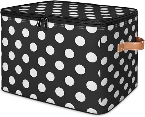 Mintoprints paniers de rangement à pois noirs et blancs avec fermeture éclair couvercle tissu cubes maison paniers de rangement boîtes vêtements organisateurs conteneurs - Nail Gallerys