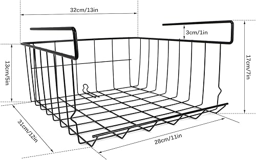 4 pièces métalliques Panier suspendu pour étagèrePanier suspendu, paniers d'armoire Sous-étagère Panier suspendu Organisateur pour cuisine, bureau, garde-manger, salle de bain, armoire - Nail Gallerys