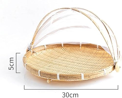 Panier de tente en bambou, panier tissé anti-moustiquaire, panier de rangement pour légumes, fruits, pain, pelle à poussière, panier à fruits et légumes (M) - Nail Gallerys