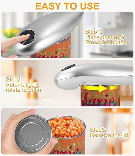 Yulado Electrique Ouvre Boite De Conserve, Sans Bord Tranchant, Une Seule Touche, Ouvre-Boîte Portable En Argent, Mains Libres, Pour La Cuisine, Les Personnes Arthritiques Et Les Personnes Âgées - Nail Gallerys