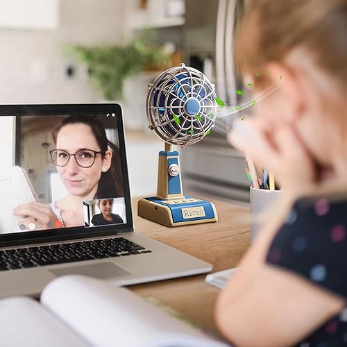 Ventilateur rétro, petit ventilateur rétro classique, économiseur d'espace chic, pratique à transporter, 23,6 x 10,2 x 8,3 cm pour la maison, l'extérieur, les voyages, l'école, la cuisine - Nail Gallerys