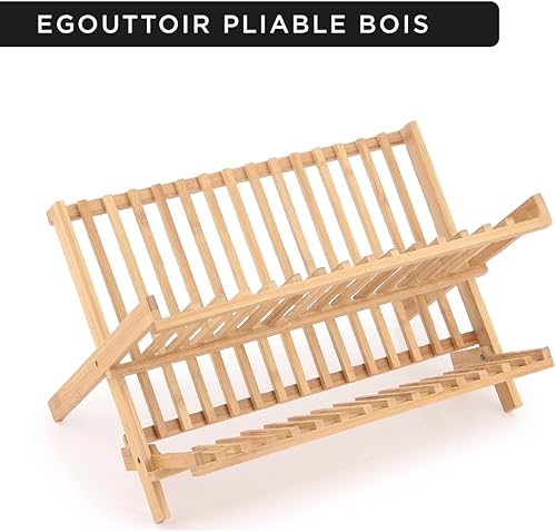 LNT France - égouttoir pour Vaisselle Pliable - égouttoir en Bambou - égouttoir à Vaisselle - sèche-Vaisselle - égouttoir à Vaisselle (Egouttoir + Pot + Porte sopalin) - Nail Gallerys
