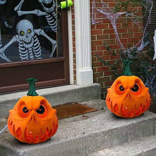 Lampe citrouille d'Halloween, Halloween Jack- -Lantern | Lumières de citrouille d'Halloween effrayantes d'horreur - Statue en résine, pièce maîtresse de Table, accessoires de fête veilleuse pour intér - Nail Gallerys