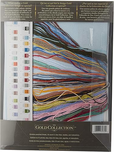 Dimensions Cherry Blossom Creek Gold Collection Kit de Broderie au Point de Croix Aida 16 Fils Bleu Clair 25,4 x 38,1 cm compté, Doré, Taille Unique - Nail Gallerys