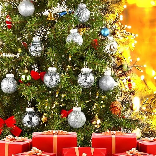 Boule de Noel Argent pour Decoration Noel Sapin 6cm 30pcs, Boules de Noel Transparente Étincelants Deco Sapin Noel avec Fil de Suspension, Kit Decoration Sapin Noel pour Noël Mariage Anniversaire Fête - Nail Gallerys