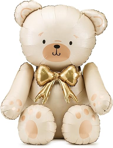 Ballon gonflable XXL en forme d'ours en peluche - Crème - Pour fête prénatale, anniversaire, fille et garçon - Cadeau de naissance, chambre d'enfant - Nail Gallerys