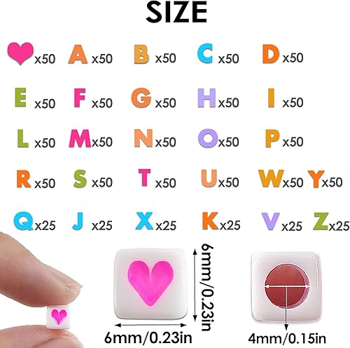 Yeerum Acrylique Alphabet Lettre Perle, Avec Boite De Rangement Et Fil Transparent Perles Acryliques De A à Z Cubes Couleur Blanc Alphabet Pour Fabrication De Bracelets Colliers Bijoux - Nail Gallerys