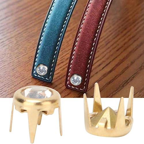 Rivet Strass, 50 Set Argent/Base d'or DIY Mode Griffe Perles Nailhead Goujons Punk Diamant Pointes Rivets pour DIY Cuir-Artisanat(6mm Or) - Nail Gallerys