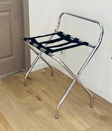 Support bagages métal Chromé AVEC DOSSERET - Rack bagage pour chambre HOTEL - réf. 866506 - Nail Gallerys