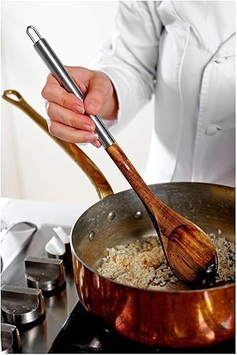 Fackelmann 30311 Cuillère de cuisine en bois, cuillère à ragoût, Bois d'acacia, Acier inoxydable, Brun, 35,5 x 6,5 x 1,5 cm - Nail Gallerys