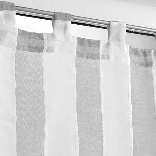 Douceur d'Intérieur, Paire de Voilages à Passants (2 x 60 x 120 cm) Palaos Naturel, Tissé Naturel - Nail Gallerys