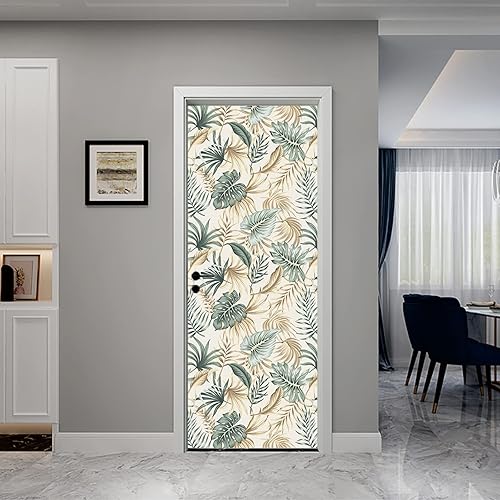 Stickers Porte 77X200Cm Feuilles De Palmier Autocollants De Décoration Pour Porte 2Pcs Chambre Sticker Porte,Porte Autocollant En Pvc Auto-Adhésifs,Décoration Murale, Polyvinyle - Nail Gallerys