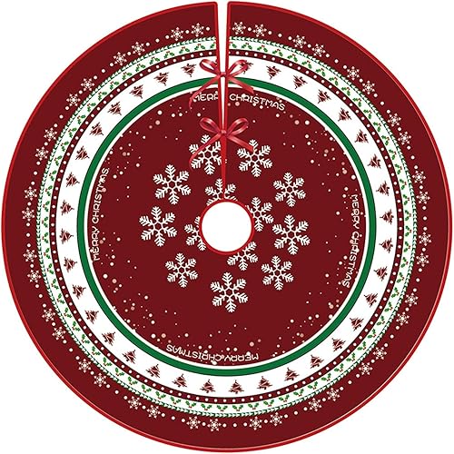 Jupe de Sapin Noël 90cm Couvre Pied Ronde - Tapis avec Motif Flocon de Neige et Éléments Classiques pour Décorations d'Arbre et Fêtes de Noël - Nail Gallerys