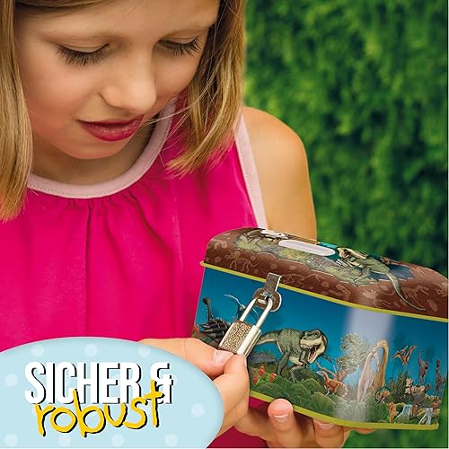 TapirElla Lutz Mauder Tirelire en métal pour enfant avec serrure, dinosaure, T-Rex, préhistoire, dinosaure, idée cadeau pour filles et garçons - Nail Gallerys