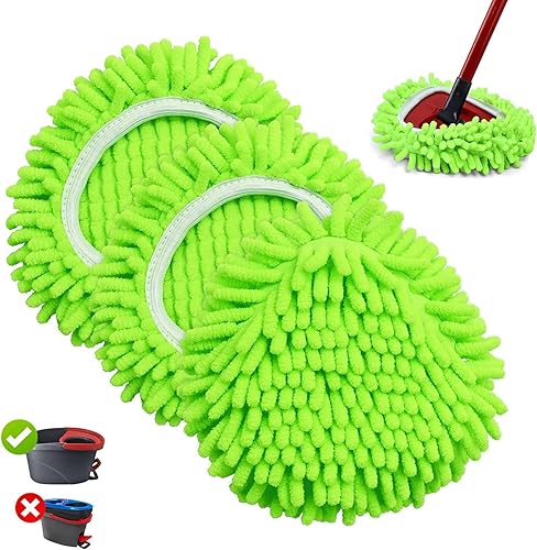 Sgizoku Lot de 3 recharges chenille compatibles avec Viledar Turbo 2 en 1 EasyWring&Clean/Turbo Spin/Smart Mop de rechange pour tous les sols durs, nettoyage efficace, lavable et durable, vert - Nail Gallerys