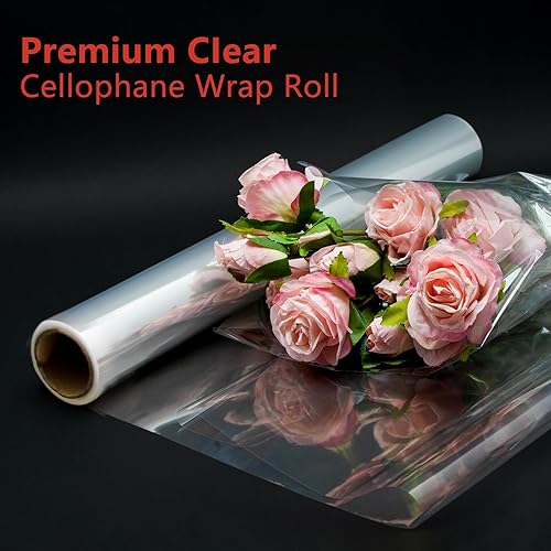 Papier Cadeau Transparent 40CM×30M Rouleau de Papier Transparent Emballage Papier Sacs Cadeaux Rouleau de Cellophane Transparent Wrap Rouleau pour Emballage Fleur Cadeau Anniversaire Artisanat Fête - Nail Gallerys
