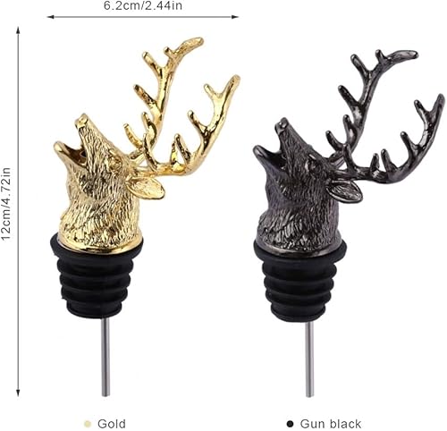 Mousyee Verseur Alcool, Verseurs de Vin Verseur en Alliage de Zinc avec Une Forte Tension Verseurs en Forme de Tête de Cerf de Ppolissage Vintage Durable et Pas Facile à Rouiller pour 18mm-20mm (Dor) - Nail Gallerys