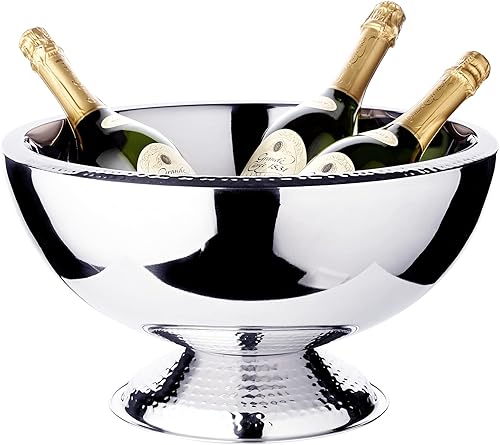 EDZARD Seau à champagne Till, double paroi, acier inoxydable poli, bord et fond martelés, ø 43 cm - Nail Gallerys