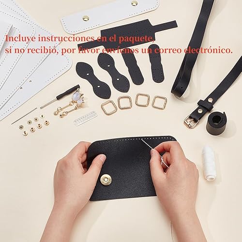 WADORN DIY Kit de Fabrication de Sacs à Bandoulière en Cuir PU, Sac à Bandoulière de Couture Fait à la Main, Fabrication deles Matériaux avec Instructions, Accessoires de Fabrication, 19x6x15 cm, Noir - Nail Gallerys