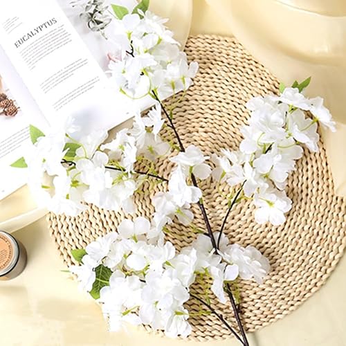 Lot de 3 branches de cerisier artificielles de 100 cm pour mariage, bureau, fête, table, décoration d'intérieur (blanc) - Nail Gallerys