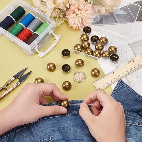 UNICRAFTALE 20Pcs Bouton de Couture Rond 22mm Boutons à Tige Demi Ronds pour Manteaux Boutons à Coudre Métal Dôme Boutons à Tige en Forme de Champignon pour la Couture de Vêtements Manteaux Vêtements - Nail Gallerys