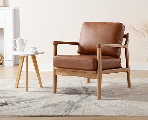 chairus Fauteuil Salon Rembourré en Lin Chaise de Chambre Modern Chaise de Réception avec Cadre en Bois Massif (Beige) - Nail Gallerys