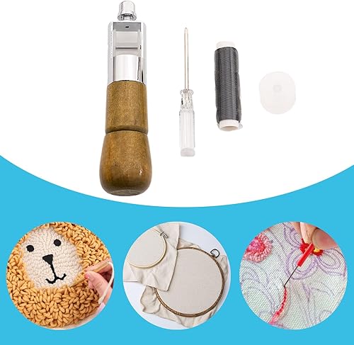 LIbgiubhy Poinçons de couture avec poignée en bois - Outil de réparation rapide pour cuir, chaussures, sacs, ceintures, tissus lourds et toile - Nail Gallerys