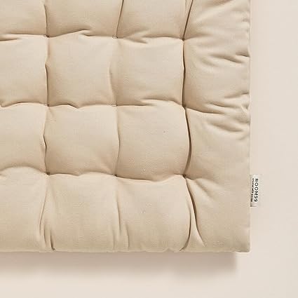 ROOM99 Coussins de Chaise avec Rubans Carmen 40 x 40 x 4,5 cm Coussin d'assise rembourré, Galette de Chaise Interieur avec Attaches, antidérapants pour siège Le Coton Gris foncé, 1 pièce - Nail Gallerys