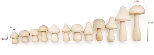JZK 12x Petits Champignons en Bois Brut pour projets Bricolage, décorations Champignons en Bois Non Peints, Figurines Champignons, Loisirs créatifs, décoration d'intérieur, décoration Champignons - Nail Gallerys