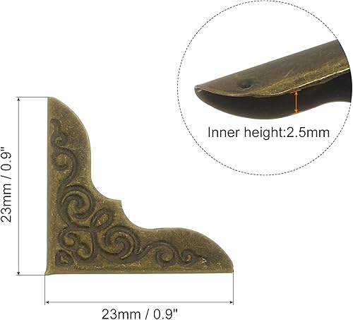 PATIKIL Coins de Livre en Métal de 23 mm, Lot de 50 Coins de Photo, Protecteurs de Coins de Livre Rétro en Métal pour Création de Scrapbooks, Albums Photo, Couleur Bronze - Nail Gallerys