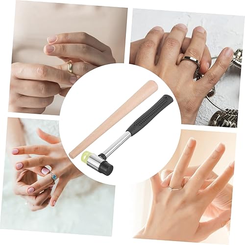 GLSTOY 1 Ensemble D'Outils De Réparation De Bague, Ajusteur De Bague Léger, Ajusteur De Bague Pour Bijoux, De Mandrin, Ajusteur De Bague Pour Alliance, Marteau En Caoutchouc Réglable, - Nail Gallerys