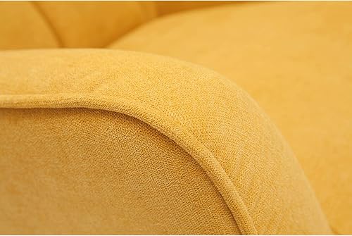 Miliboo Fauteuil scandinave en Tissu Effet Velours Jaune Moutarde et Bois Clair Avery - Nail Gallerys