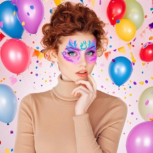 Celuicion Pochoir De Maquillage Visage Réutilisable Enfant,16 Motifs Réutilisables pour Peinture Faciale - Modèle pour Événements Scolaires, Fêtes de Pâques et Halloween - Nail Gallerys
