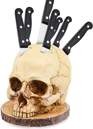 Porte-couteaux en forme de tête de mort, zombie pour rangement de cuisine, support de couteaux de cuisine gothique pour décoration d'intérieur, fantaisie pour Halloween - Nail Gallerys