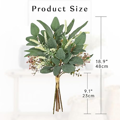 Arborus Branches artificielles d'eucalyptus - 48 cm - Bouquet de fleurs artificielles violettes - Fleurs artificielles - Branches - Vase de table - Décoration de mariage - Bouquet de mariée - Nail Gallerys