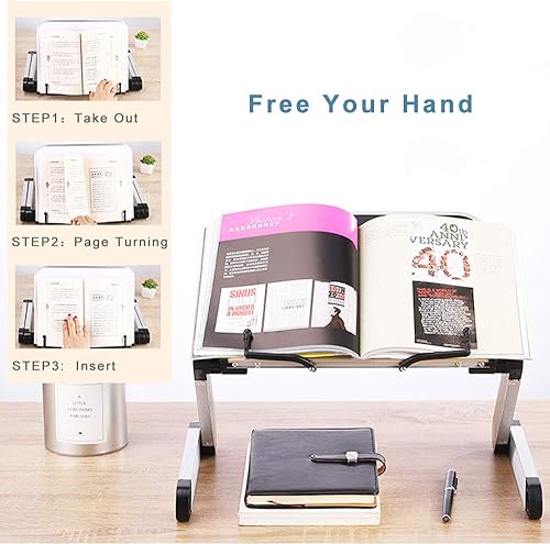 Pupitre Livre, Book Holder Stand Metal, Book Rest Pliable Portable, Support Livre Recette Cuisine, Support Lecture Porte Livre Bed Bureau Lit, Support Lecture Tablette, Hauteur et Angle Réglable, Noir - Nail Gallerys