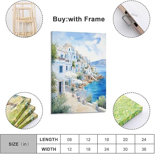 ZCJYMX Impression sur toile de paysage grec, paysage grec, décoration murale pour salon, chambre à coucher et bureau 30 x 45 cm - Nail Gallerys