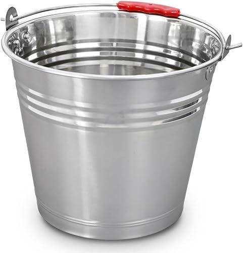Acier Inoxydable Seau avec poignée dans différentes Tailles 5L/10L/14L, Acier Inoxydable, 14 l - Nail Gallerys