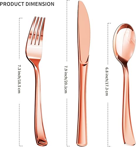 Nkaiso 120 Pièces Rose Or Réutilisables Couverts, 40 Fourchettes, Cuillères & Couteaux, Réutilisables Vaisselle Parfaits pour les Fêtes d'Anniversaire, les Barbecues, les Mariages et le Camping - Nail Gallerys