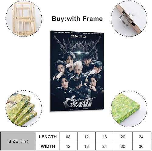 Poster Stray Kids sur toile esthétique - Peinture décorative vintage pour salon, chambre à coucher - 30 x 45 cm - Style sans cadre - Nail Gallerys