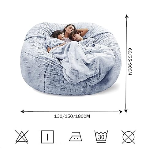 WXQY Pouf Housse Rond Extensible Gris/Bleu/Rose Adulte Geant Housse De Pouf Fourrure XXL Exterieur sans Remplissage Fauteuils Poire Housse Facile à DéMonter Et Lavable (Color : J, Size : 180X90cm) - Nail Gallerys