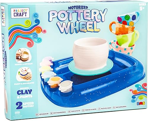 Roue de poterie pour enfants - Machine de poterie motorisée à 2 vitesses avec 6 peintures argile et pinceau - Kit de fabrication de poterie pour enfants de 5 ans et plus - Activité créative pour - Nail Gallerys