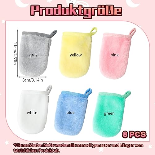 Pcone Kon Lot de 6 gants de toilette en coton éponge pour enfant - Pour le visage et le corps - Gris, blanc, jaune, rose, vert, bleu - Nail Gallerys