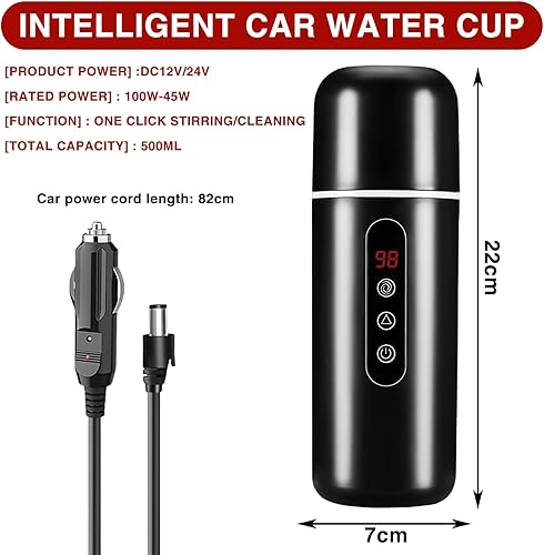 Bouilloire Electrique De Voyage, 500 Ml Bouilloire De Voiture, Bouilloire Pour Voiture, 24V/12V Bouilloire Électrique De Voiture Tasse De Voyage Bouilloire De Thé Portable Pour Voiture,Voyage,Café - Nail Gallerys